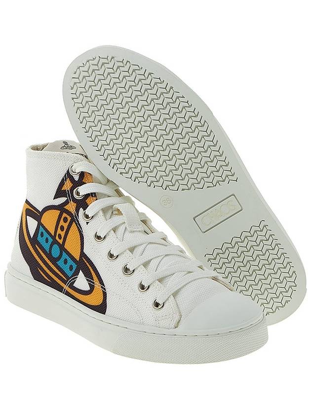 Plimsoll Logo Print Cotton High Top Sneakers White - VIVIENNE WESTWOOD - BALAAN 6