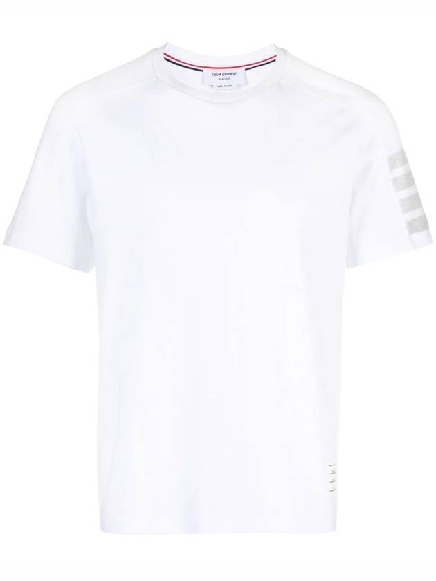 4-Bar Striped Cotton Short Sleeve T-Shirt White - THOM BROWNE - BALAAN 2