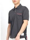 Men's Three Stripes Pocket Mercerized Short Sleeve Polo Shirt Dark Grey - THOM BROWNE - BALAAN 8