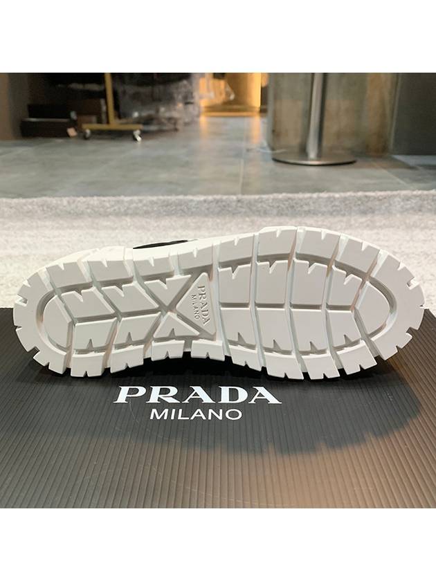 Double Wheel Re-Nylon Gabardine Low-Top Sneakers Black White - PRADA - BALAAN 7