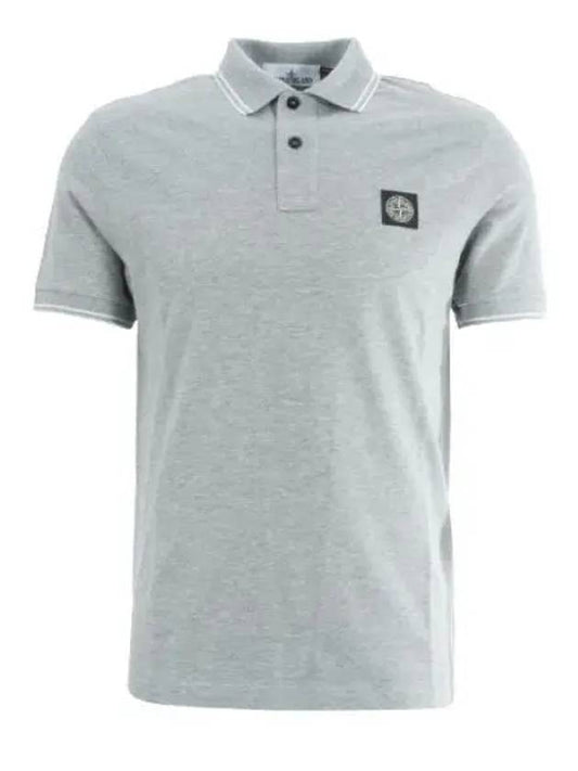 Stretch Cotton Pique Short Sleeve Polo Shirt Grey - STONE ISLAND - BALAAN 2