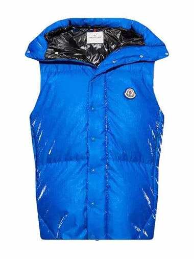 1A00204 596B4 702 LAWU Lau logo patch hooded padded vest blue men's vest - MONCLER - BALAAN 1