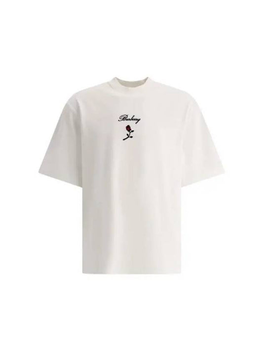 Rose Embroidered Logo Short Sleeve T-shirt White - BURBERRY - BALAAN 2