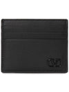 V Logo Signature Card Wallet Black - VALENTINO - BALAAN 1