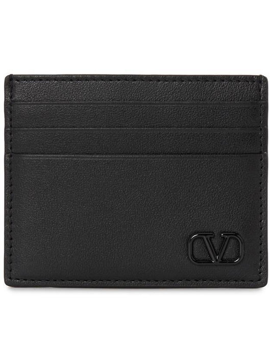V logo signature card wallet black - VALENTINO - 1