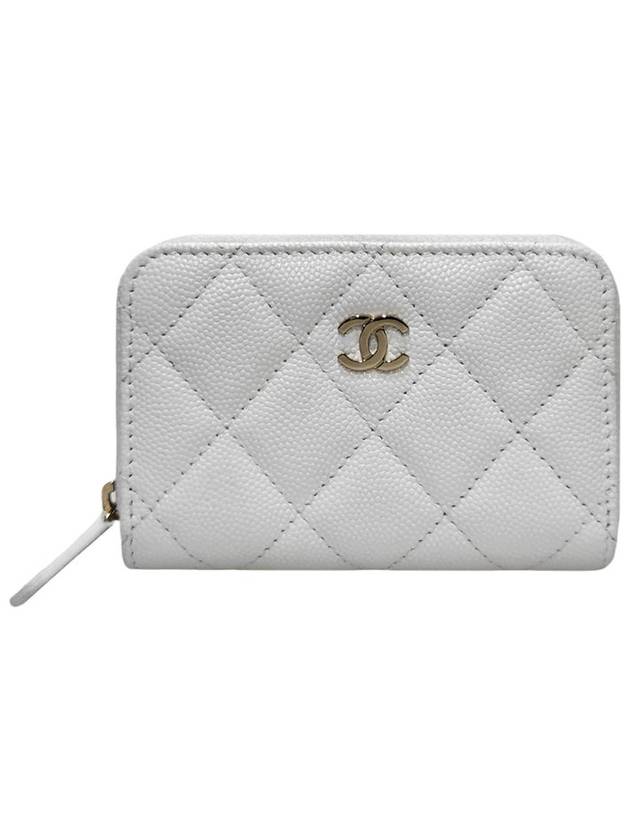 Women s AP0216 White Caviar Skin Zipper Card Wallet - CHANEL - BALAAN 1