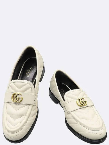 670399 White Leather Chevron Matelasse Double G Women s Loafers 36 230MM - GUCCI - BALAAN 1