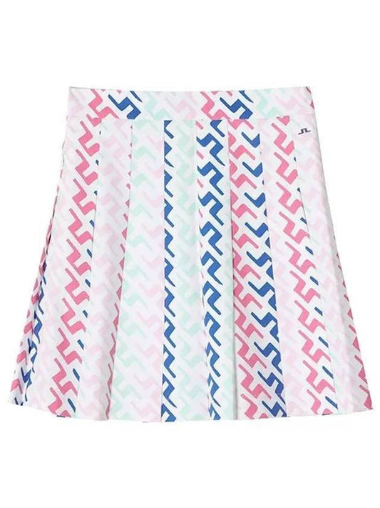 Women's Adina Print Pleated Skirt Pink Painted Bridge - J.LINDEBERG - BALAAN 1