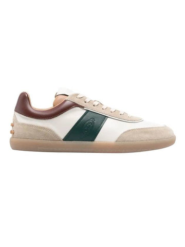 Tricolor Embossed Logo Low-Top Sneakers Brown Beige - TOD'S - BALAAN 1