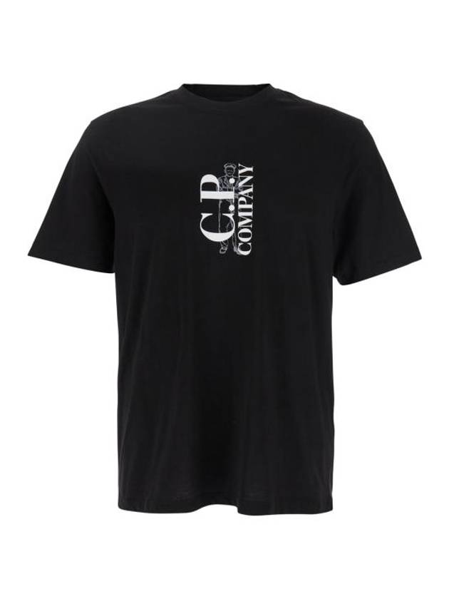 Logo Short Sleeve T-Shirt Black - CP COMPANY - BALAAN 1