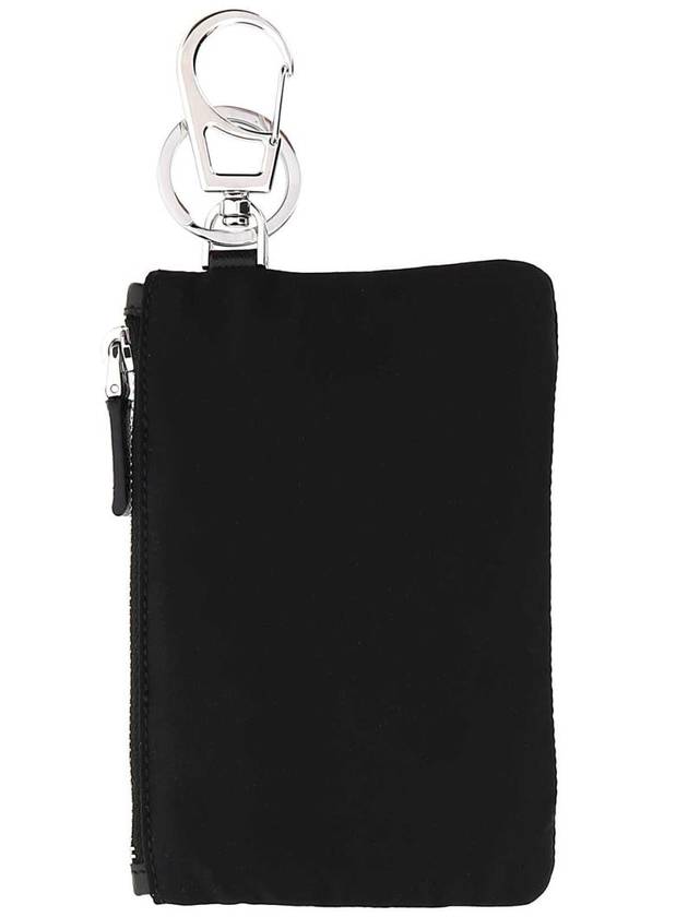 Triangle Logo Nylon Mini Pouch Keychain Black - PRADA - BALAAN 3