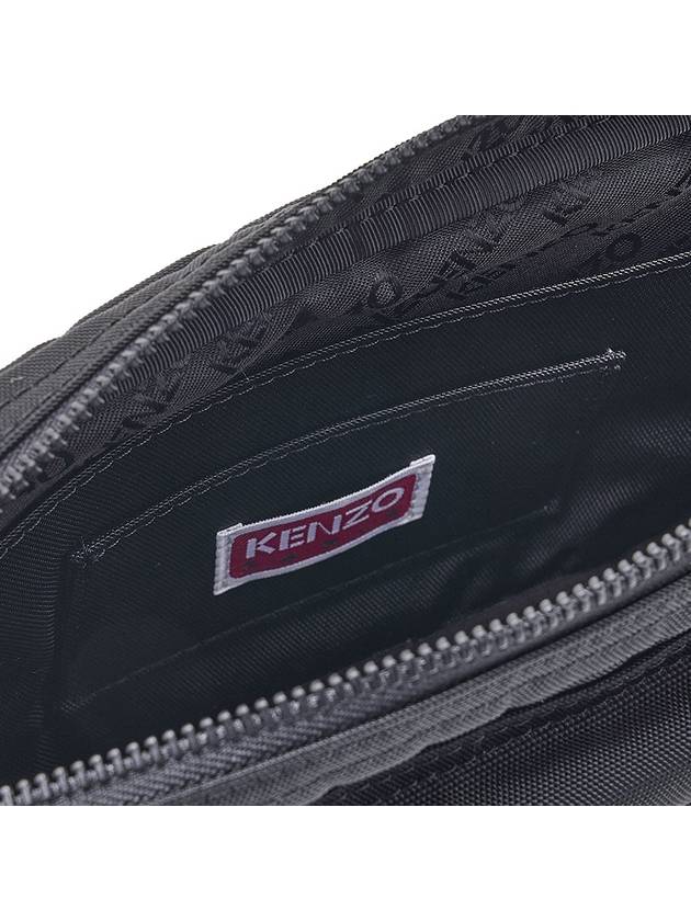 Balk Flower Embroidered Logo Nylon Crest Belt Bag Black - KENZO - BALAAN.