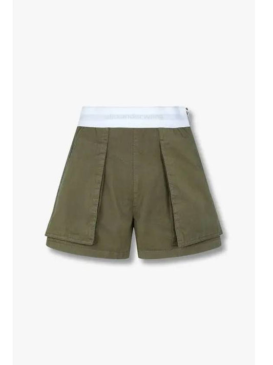 Striped banding cargo shorts green - ALEXANDER WANG - BALAAN 1