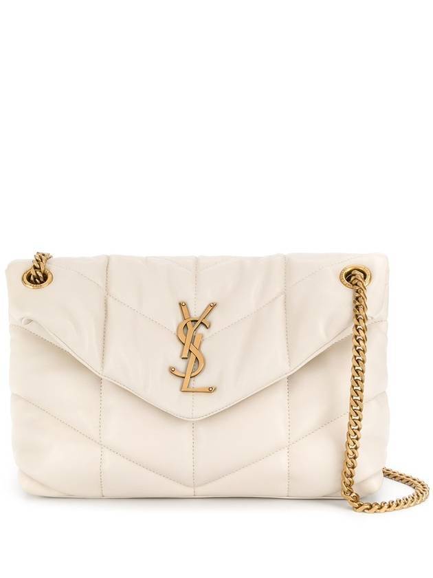 Quilted Chain Shoulder Bag Ivory - SAINT LAURENT - BALAAN.