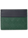 Intrecciato Two-Tone Card Wallet Black Green - BOTTEGA VENETA - BALAAN 2