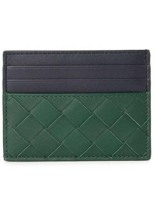 Intrecciato Two-Tone Card Wallet Black Green - BOTTEGA VENETA - BALAAN 2