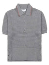 Textured Stitch Cotton Short Sleeve Polo Shirt Grey - THOM BROWNE - BALAAN 2