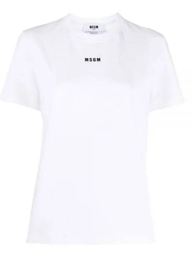 Micro Logo Print Short Sleeve T-Shirt White - MSGM - BALAAN 2