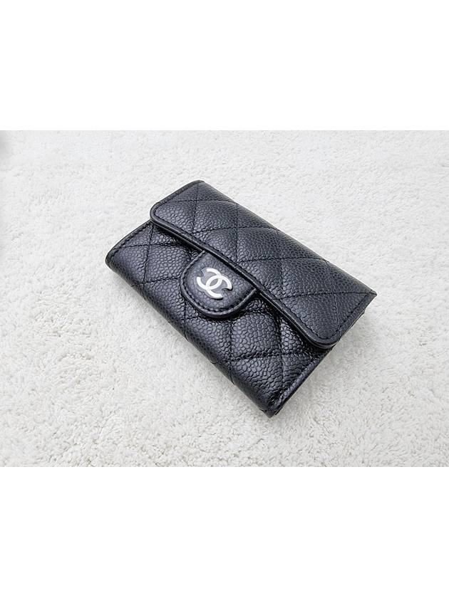 Classic Card Holder Grained Calfskin Silver Black - CHANEL - BALAAN 5