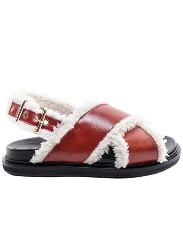 shearling-edged leather Fussbett sandals - MARNI - BALAAN 1