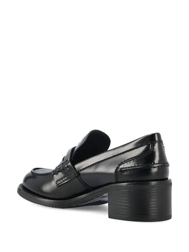 Penny Brushed Heel Leather Loafer Black - MIU MIU - BALAAN 4