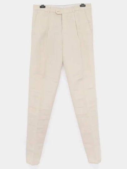 Men's Cotton And Linen Gabardine Pants SEMI DI LINO Beige - BRUNELLO CUCINELLI - BALAAN 2