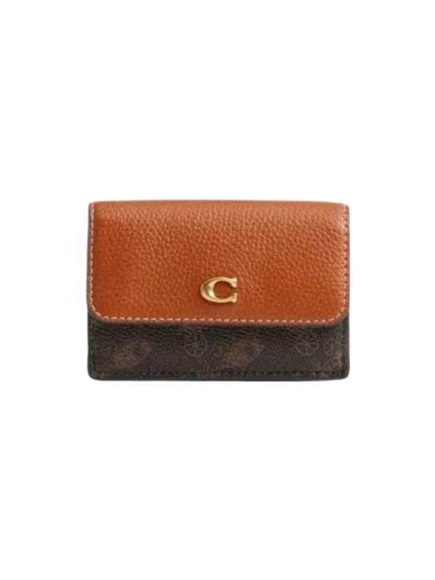 Essential Mini Tri-Fold Half Wallet Black Brown - COACH - BALAAN 1