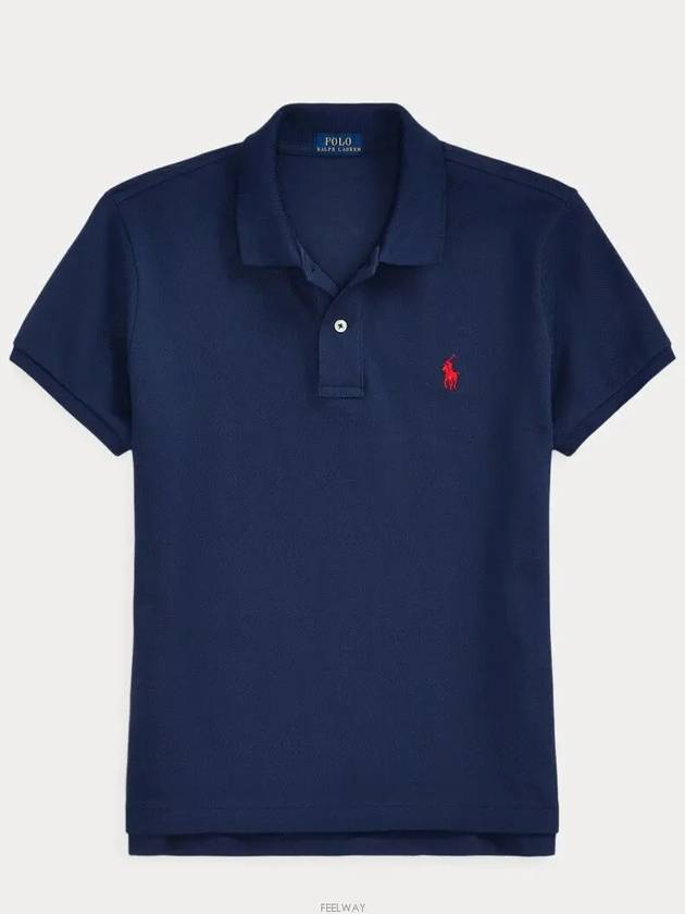 Embroidered Pony Logo Stretch Cotton Short Sleeve Polo Shirt Navy - POLO RALPH LAUREN - BALAAN 3