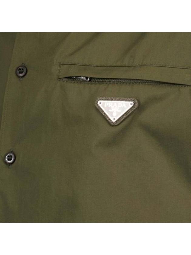 Cotton Long Sleeve Shirt Military Green - PRADA - BALAAN 4