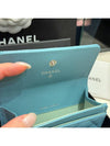 Wallet New Logo Cavier Skin Sky Blue CC - CHANEL - BALAAN 6