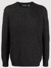 Embroid Logo Cable Knit Top Dark Grey - POLO RALPH LAUREN - BALAAN 2