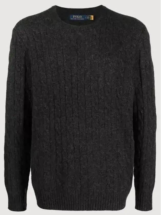 Embroid Logo Cable Knit Top Dark Grey - POLO RALPH LAUREN - BALAAN 2