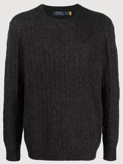 Embroid Logo Cable Knit Top Dark Grey - POLO RALPH LAUREN - BALAAN 2