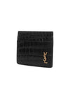 Monogram Logo Crocodile Card Wallet Black - SAINT LAURENT - BALAAN 5