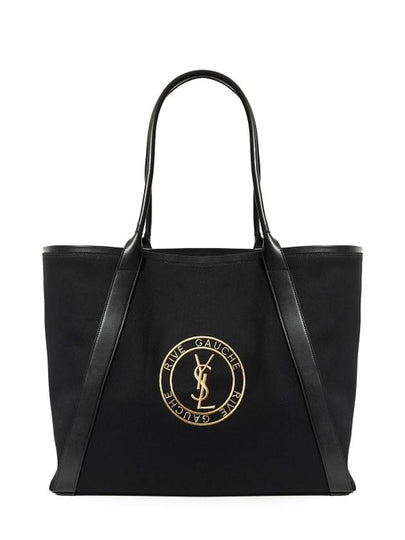 Rive Gauche Canvas Tote Bag Black - SAINT LAURENT - BALAAN 2