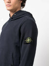 Snap Brushed Cotton Fleece Hoodie Navy - STONE ISLAND - BALAAN 6