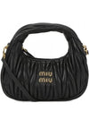 Wander Matelasse Nappa Leather Hobo Mini Bag Black - MIU MIU - BALAAN 2