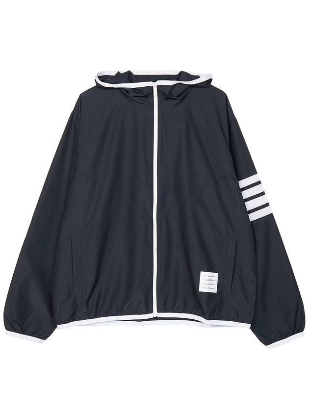 Military Ripstop Mesh 4-Bar Packable Hooded Jacket Navy - THOM BROWNE - BALAAN 6