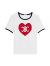 Heart Jersey Short Sleeve T-Shirt Off White - CELINE - BALAAN 2