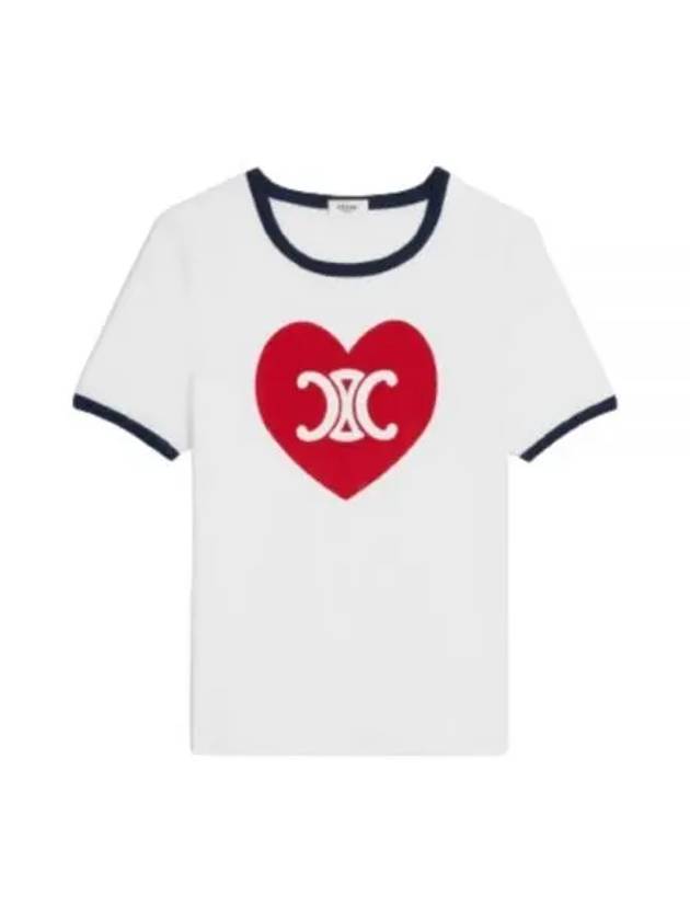 Heart Jersey Short Sleeve T-Shirt Off White - CELINE - BALAAN 2