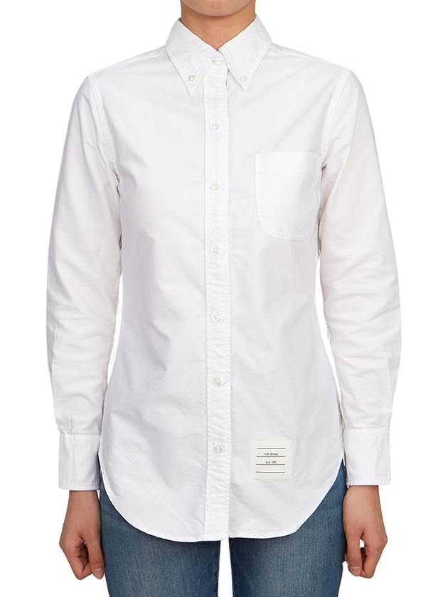 Button Down Cotton Oxford Long Sleeve Shirt White - THOM BROWNE - BALAAN 5