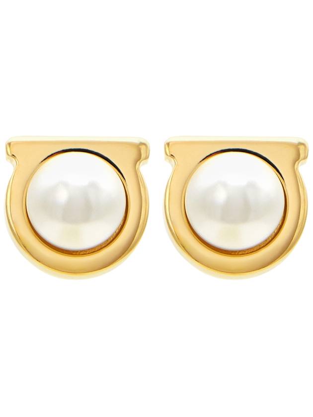 Gancini pearl earrings gold - SALVATORE FERRAGAMO - BALAAN 3