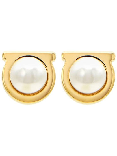 Gancini pearl earrings gold - SALVATORE FERRAGAMO - BALAAN 2