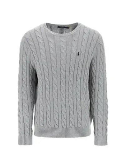 Embroidery Logo Cable Knit Top Grey - POLO RALPH LAUREN - BALAAN 2