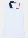 Women's Contrast Collar Silky Tech Nylon Sleeveless Polo Snow - G/FORE - BALAAN 2