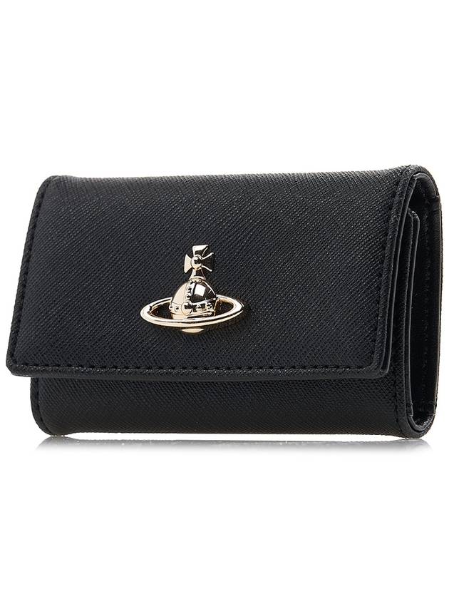 Logo Key Case Leather Wallet Black - VIVIENNE WESTWOOD - BALAAN 3