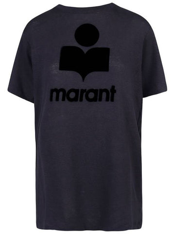 Karman Logo Print Short Sleeve T-Shirt Faded Night - ISABEL MARANT - BALAAN 1