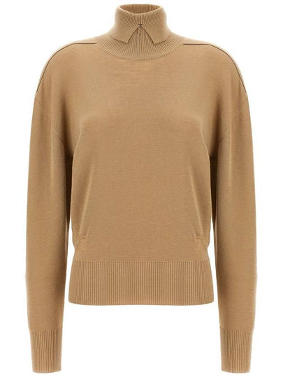 Roll Neck Wool Knit Top Flax - BURBERRY - BALAAN 2