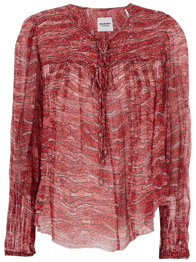 'Advika' Red Semi-Transparent Shirt With All-Over Print In Viscose Woman - ISABEL MARANT ETOILE - BALAAN 1