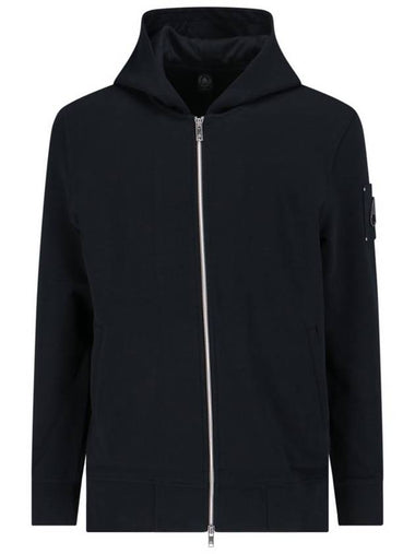 Hartsfield Logo Patch Zip Up Hoodie Black - MOOSE KNUCKLES - BALAAN 1